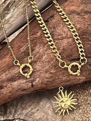 18K gold plated stainless steel Charm Holder necklace Ball Womens Jewelry thumbnail 9