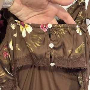 Old Navy Women’sLace-Trimmed Satin Cami Slip Dress M Brown Floral Midi Babydoll thumbnail 10