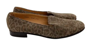 Gravati $675‎ Womens Leopard Print Suede Loafers Handmade Italy Brown 4663 8.5M thumbnail 1