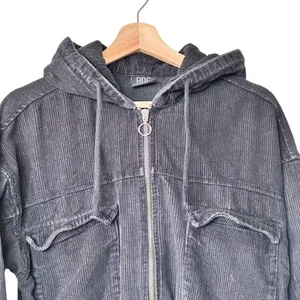 BDG Urban Outfitters S Cropped Corduroy Jacket Women's Black Hooded 90s Y2K thumbnail 5