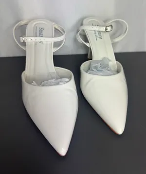 Susanny White Pointed Toe Slingback Heels wedding party elegant heels 7 1/2 thumbnail 1