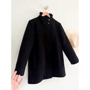 J.Crew Factory | City Coat with Button Neck Black Wool Blend | Sz 10P thumbnail 3