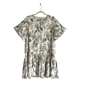AMUR Zazie Floral Mini Shift Dress Organic Cotton Tiered Babydoll Print Size 10 thumbnail 3