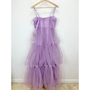 Lulus Unforgettable Poise Lilac Tulle Bustier Tiered Maxi Dress Formal Large NWT thumbnail 9