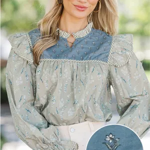 Shop the Mint - Sway In The Garden Blue Floral Blouse Small thumbnail 1
