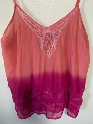 💗Charlotte Russe Pink Coral Ombre Sequin Lace-Trim Tank thumbnail 3