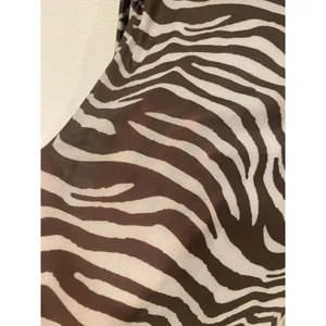 STAUD Shirt Womens Small Brown Zebra Mesh Sheer Long Sleeve Mock Neck Top thumbnail 4