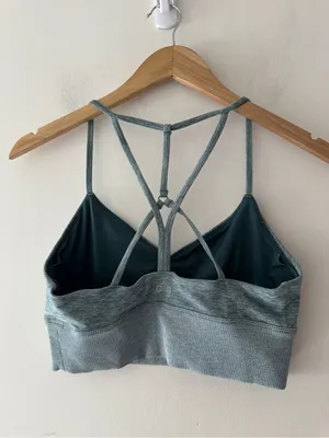 Alo Yoga Alosoft Lavish Strappy Bra Heather Green thumbnail 4