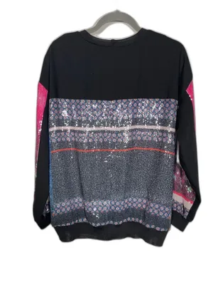 CLOVER CANYON WOMENS MULTICOLOR BLUE PINK SEQUIN BLOUSE MEDIUM thumbnail 4