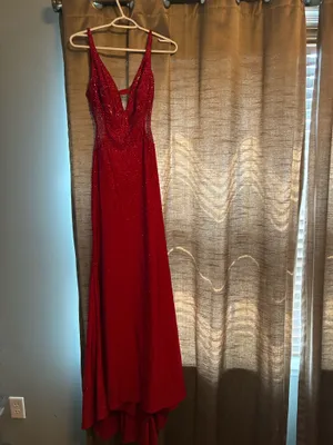 Jovani Red sparkle prom dress thumbnail 2