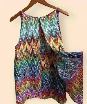 Zac & Rachel stacked multi color halter flowy blouse. Large thumbnail 2