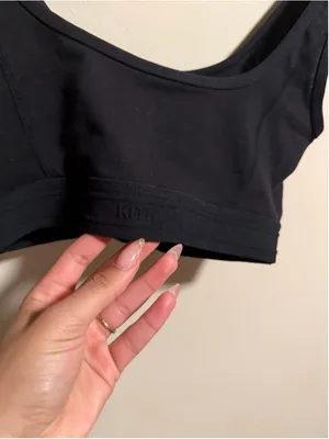 KITH Laila Double Scoop Black Sport Lounge Bra Logo Tape- Size Medium thumbnail 7