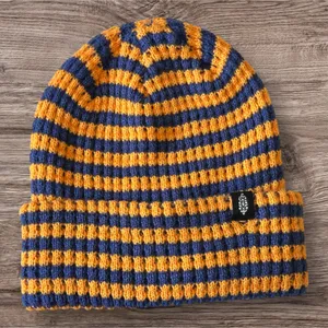NWT Free People Stripe It Up Cool Down Beanie in Varsity Orange thumbnail 1