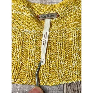 Free People Bombshell Cropped Knitted Sleeveless Top Mustard Yellow sz Small‎ thumbnail 7