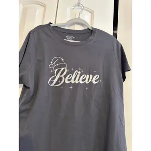 Believe Graphic T-Shirt Christmas Theme Gray Mighty Fine‎ XL NWT thumbnail 3