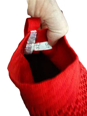 Women’s Red Knit Slip-On Athletic Sneakers thumbnail 5