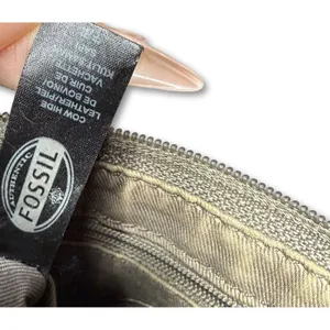 Fossil Purse Crossbody Grey Pebbled Leather‎ Purse Adjustable Strap Zip Pockets thumbnail 10