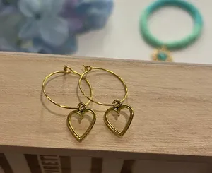 Gold Heart Hoop Earring thumbnail 2