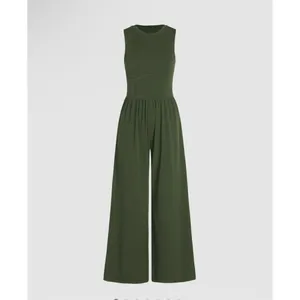 Cider‎ Solid Green Sleeveless Wide Leg Jumpsuit thumbnail 9