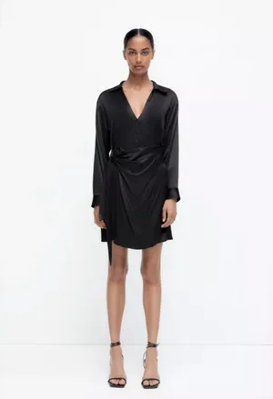ZARA Black Satin Dress thumbnail 5