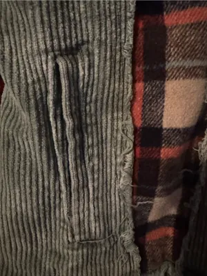 Easel Plaid Panel Contrast Corduroy Trucker Jacket Sage Green Medium thumbnail 5
