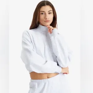 SKIMS Cotton Fleece Half Zip Sweatshirt Pullover Light Heather Grey M Limited Ed thumbnail 6