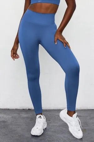 SET Active Sculptflex High Rise‎ Seamless Leggings Crop Gym Yoga Blue Size M thumbnail 1