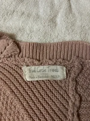Full Circle Trends Pink Knit V-Neck Drawstring Front Long Sleeve Pullover thumbnail 4