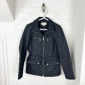Michael Michael Kors Black Quilted Zip Front Puffer Jacket Size S thumbnail 2