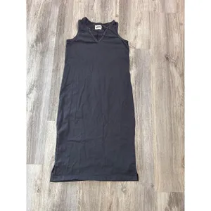 Pact Organic Cotton Sleeveless Notched V-Neck Midi Shift Dress Gray Small thumbnail 2