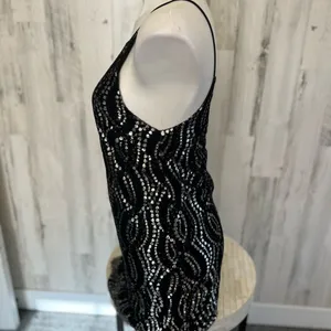 6 Sisters Black Silver Sequin Bodycon Mini Dress Womens Size Small S Backless Ca thumbnail 2