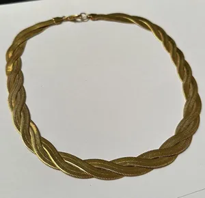 Signed Avon SP Gold Tone Woven Chain Necklace 19 Inch thumbnail 1