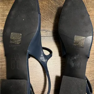 C.Paravano Navy Leather Square Toe Slingback Flats Blue Size 9 thumbnail 8