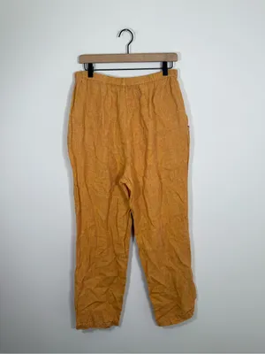 Flax Floods Linen Pants With Elastic Waist Saffron Yellow Orange Small thumbnail 5