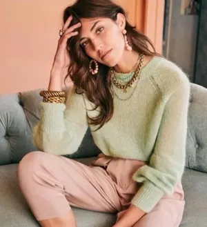Sezane Alberto Jumper in Pastel Green Size Extra Small Knit thumbnail 1