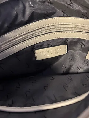 Vera Wang Simply Vera Faux Leather Crossbody Bag Purse Grey Floral Abstract Watercolor thumbnail 5