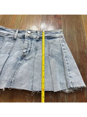 GB Light Blue Denim Mini Skort Pleated Size Small NWT thumbnail 12