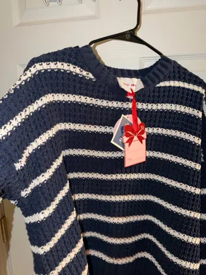 Pink Rose Navy striped sweater thumbnail 2