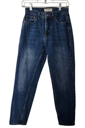Free The People We The Free Blue Dark Wash Denim Ankle Barrel Jeans Size 25 thumbnail 1