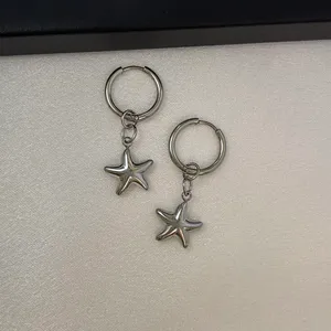 Star Dangle Drop Earrings for Men Women Streetwear Punk Hip Hop Unisex Style thumbnail 2