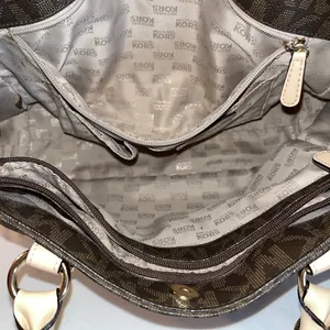 Michael Kors Dark Brown and Tan Logo Tote thumbnail 10