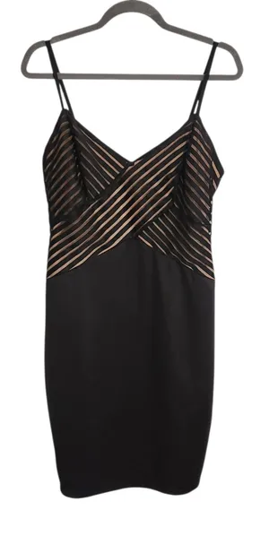 Haute Fox Black and Nude Bodycon Cocktail Dress Size 1XL NWOT thumbnail 1