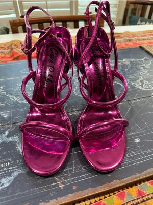 Cape Robbin Magenta Metallic 3D Floral Stiletto Sandals – Size 7.5 thumbnail 8