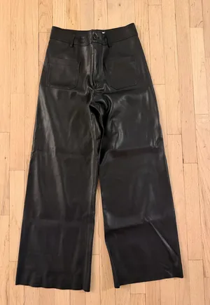 ZARA Leather Faux Pants thumbnail 1