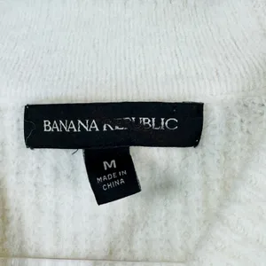 Banana Republic‎ Minimalist Wool Blend Ribbed Sweater Cream Medium Quiet Luxury thumbnail 3