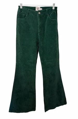 Princess Polly Nadia Pants Green Corduroy Flare Pants Womens Boho Hippie thumbnail 1