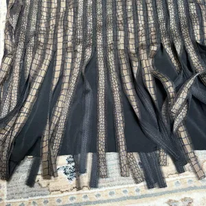 Vintage yon designs snake skin sheer fringed skirt black made in USA large thumbnail 6