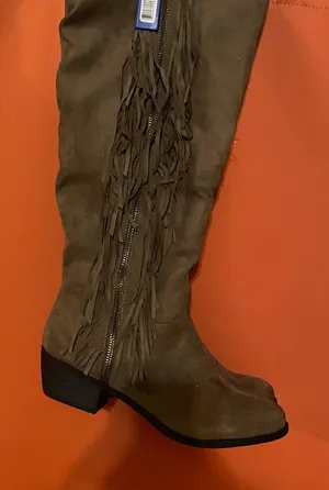 Charlotte Russe Brown Over the Knee Fringe Boots thumbnail 1