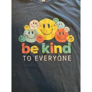 Be Kind To Everyone Smiley Face Graphic Tee Blue Bella Canvas Unisex Size Large thumbnail 4