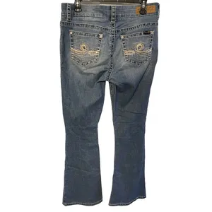 Seven 7 Bootcut Jeans Womens Size 10 Light Blue Denim Sequin Pockets Low Rise thumbnail 2